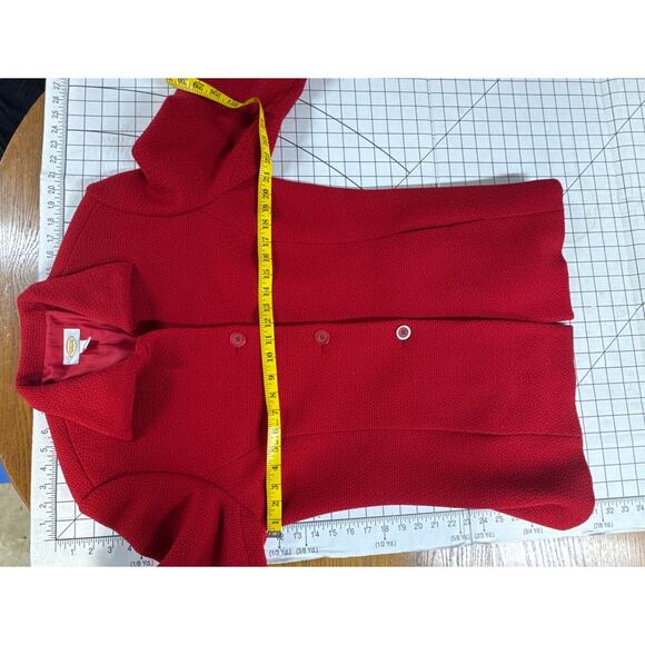 Talbots Wool Tweed Ruby Red Pea Coat Women 14 - Picture 5 of 8